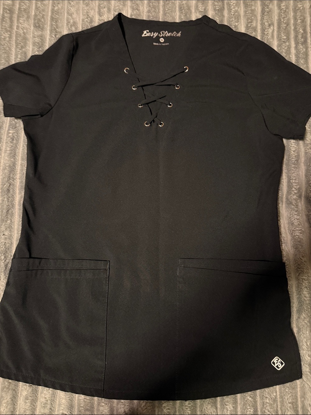 Women’s Easy Stretch Black Lace-Up Scrub Top